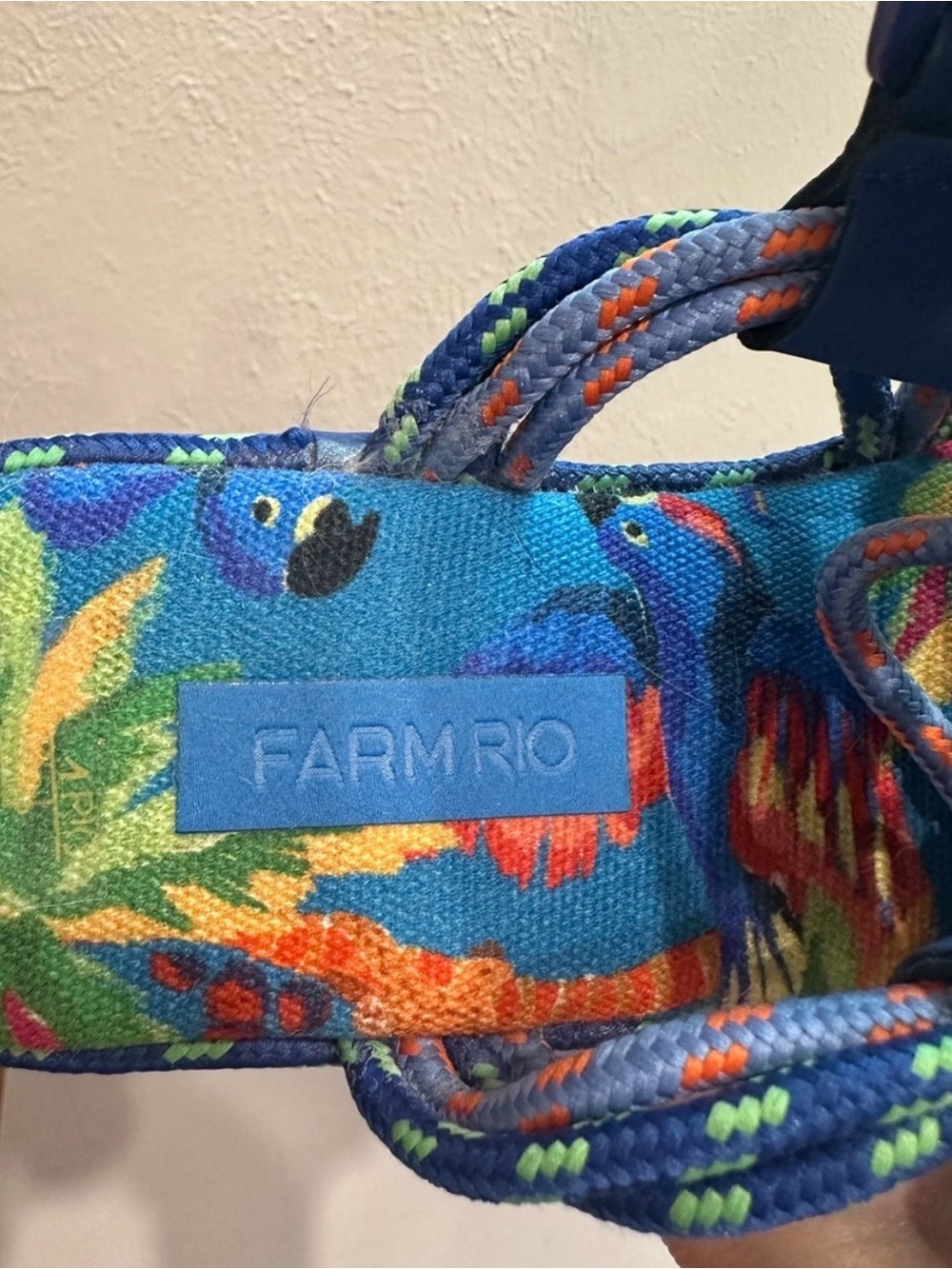 FARM Rio Blue Floral Rope Lace-Up Platform Sandals - Picture 4 of 5